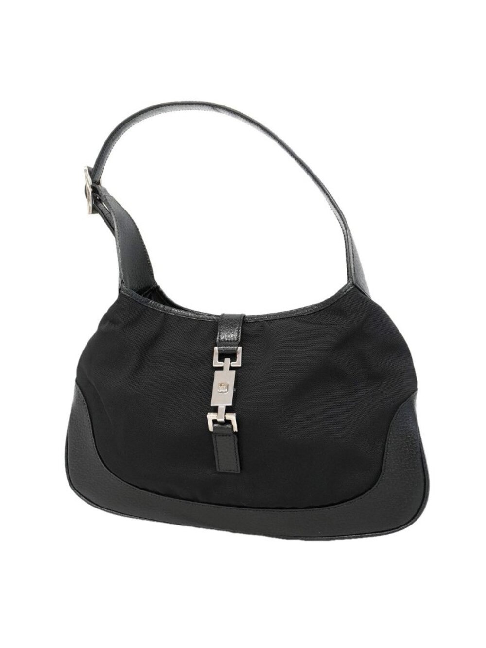 Gucci Handbag Jackie Leather Nylon Black Silver